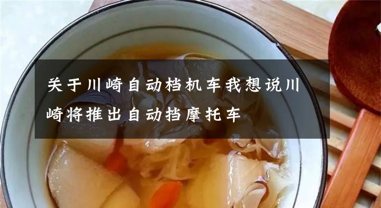 关于川崎自动档机车我想说川崎将推出自动挡摩托车