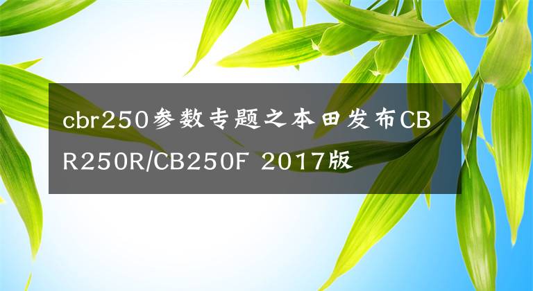 cbr250参数专题之本田发布CBR250R/CB250F 2017版