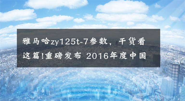 雅马哈zy125t-7参数,干货看这篇!重磅发布 2016年度中国十佳摩托车