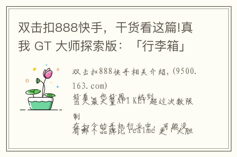 双击扣888快手,干货看这篇!真我 GT 大师探索版:「行李箱」里,不只有骁龙 870 和索尼 IMX766