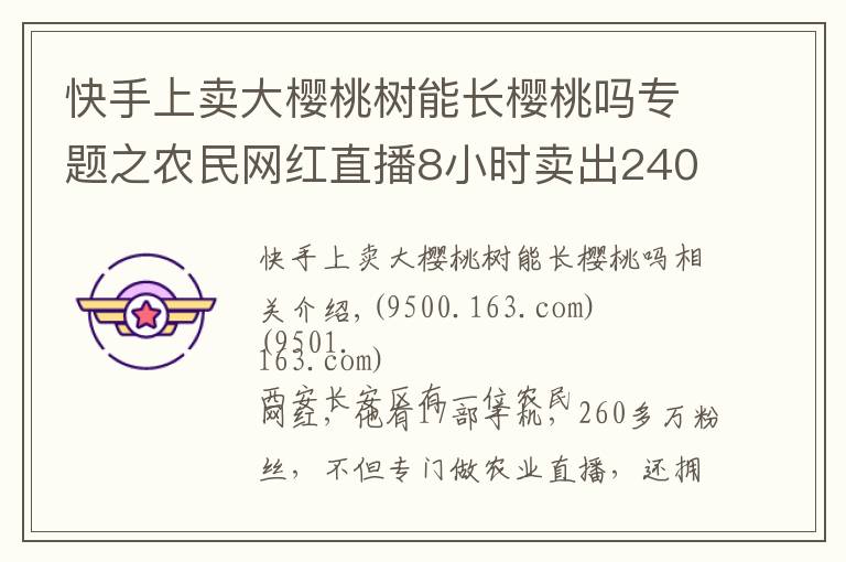 快手上卖大樱桃树能长樱桃吗专题之农民网红直播8小时卖出2400斤樱桃!农业经济网红是否开始腾飞?
