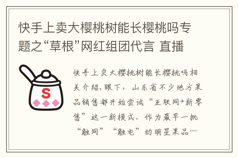 快手上卖大樱桃树能长樱桃吗专题之“草根”网红组团代言 直播带货大樱桃销售达2632单