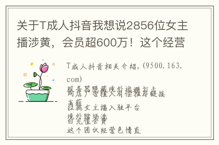 关于T成人抖音我想说2856位女主播涉黄,会员超600万!这个经营色情直播App团伙被公诉