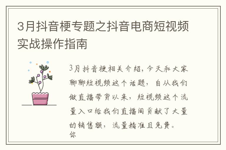 3月抖音梗专题之抖音电商短视频实战操作指南