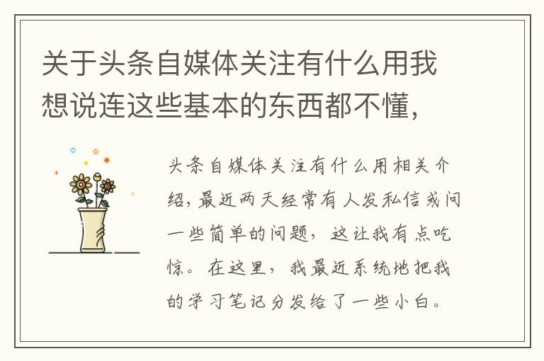 关于头条自媒体关注有什么用我想说连这些基本的东西都不懂,就别干自媒体了,快洗洗睡吧