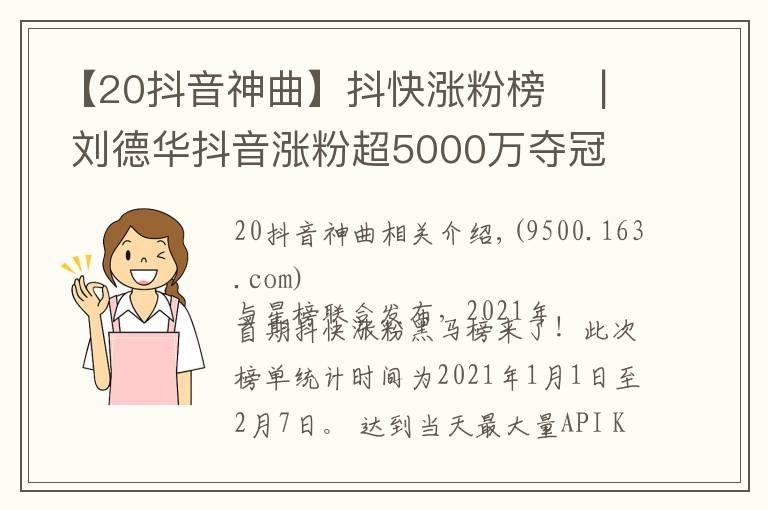 【20抖音神曲】抖快涨粉榜 | 刘德华抖音涨粉超5000万夺冠