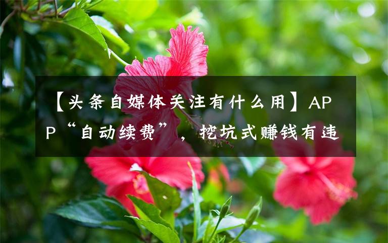【头条自媒体关注有什么用】APP“自动续费”,挖坑式赚钱有违商业伦理