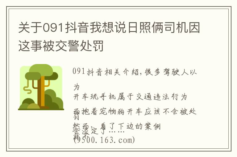 关于091抖音我想说日照俩司机因这事被交警处罚