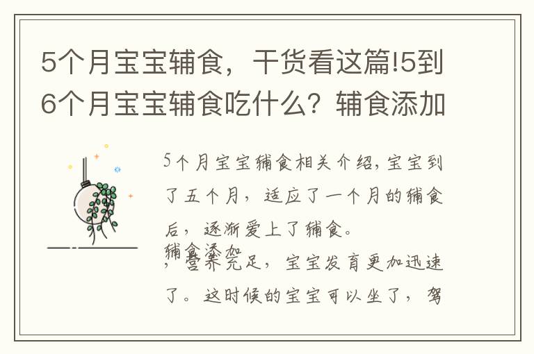 5个月宝宝辅食,干货看这篇!5到6个月宝宝辅食吃什么?辅食添加4要点 附3款辅食推荐