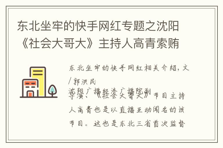 东北坐牢的快手网红专题之沈阳《社会大哥大》主持人高青索贿百万获刑