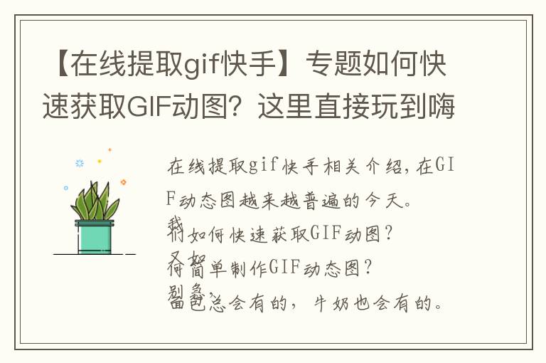 【在线提取gif快手】专题如何快速获取GIF动图?这里直接玩到嗨爆!
