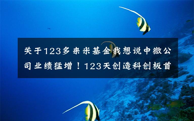 关于123多来米基金我想说中微公司业绩猛增!123天创造科创板首只市值千亿股,大基金25亿入局!SGI评分87
