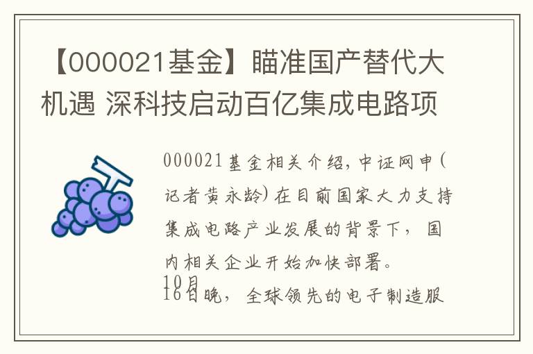 【000021基金】瞄准国产替代大机遇 深科技启动百亿集成电路项目一期建设