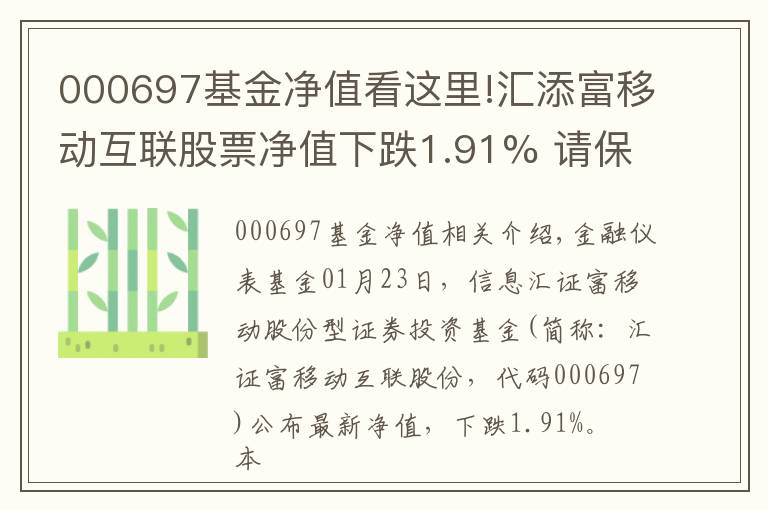 000697基金净值看这里!汇添富移动互联股票净值下跌1.91% 请保持关注