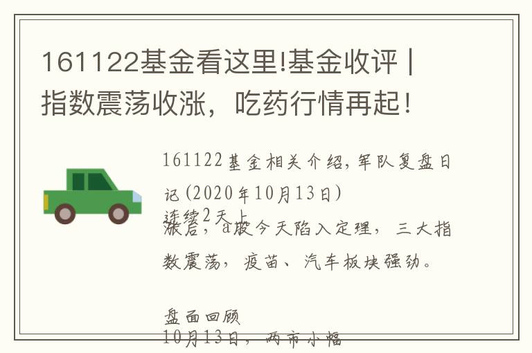 161122基金看这里!基金收评 | 指数震荡收涨,吃药行情再起!公募掘金结构性机会