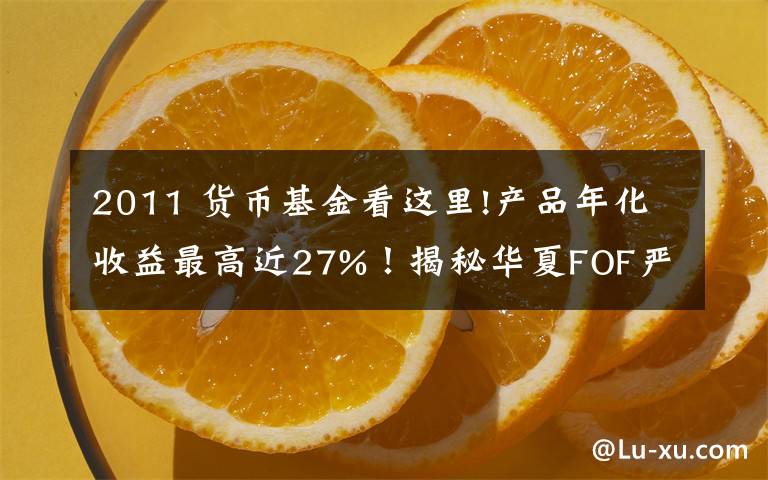 2011 货币基金看这里!产品年化收益最高近27%!揭秘华夏FOF严选团的选基密码