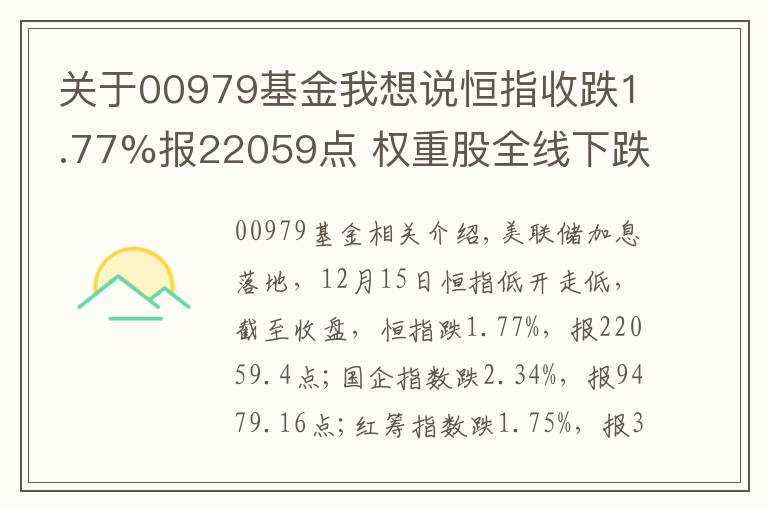 关于00979基金我想说恒指收跌1.77%报22059点 权重股全线下跌