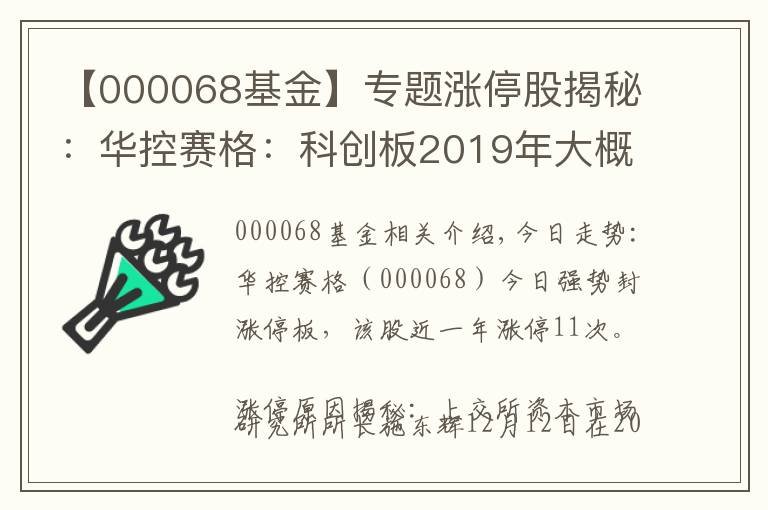 【000068基金】专题涨停股揭秘:华控赛格:科创板2019年大概率推出 华控赛格封涨停