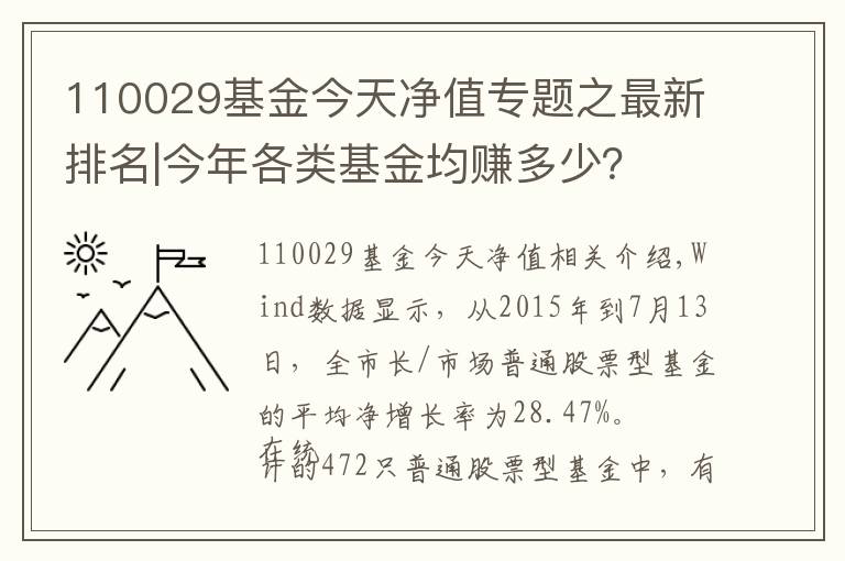 110029基金今天净值专题之最新排名|今年各类基金均赚多少？