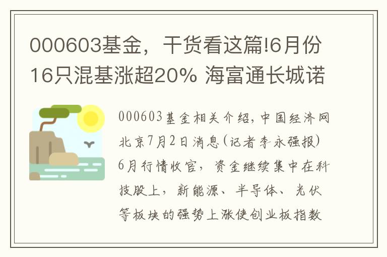 000603基金，干货看这篇!6月份16只混基涨超20% 海富通长城诺安基金等领涨