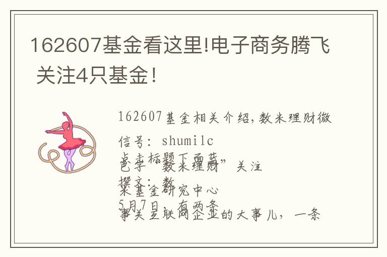 162607基金看这里!电子商务腾飞 关注4只基金!