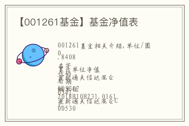 【001261基金】基金净值表