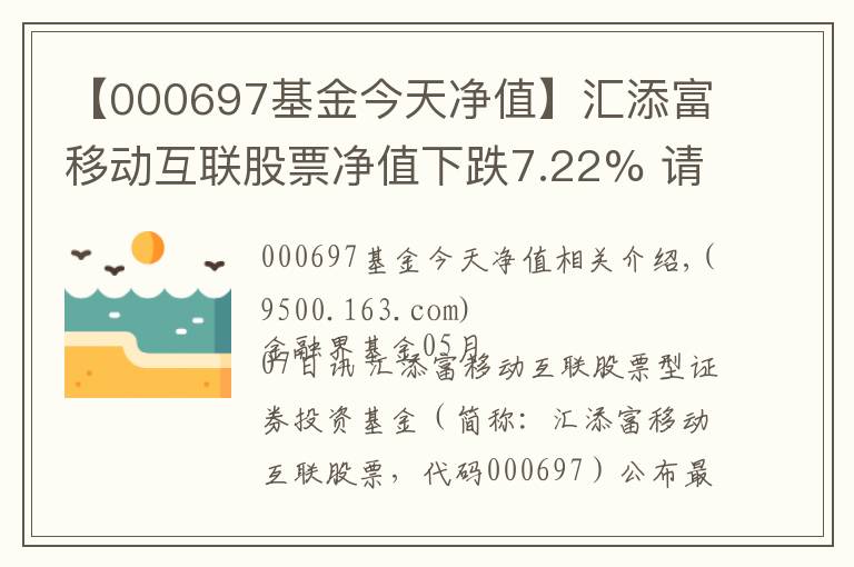【000697基金今天净值】汇添富移动互联股票净值下跌7.22% 请保持关注