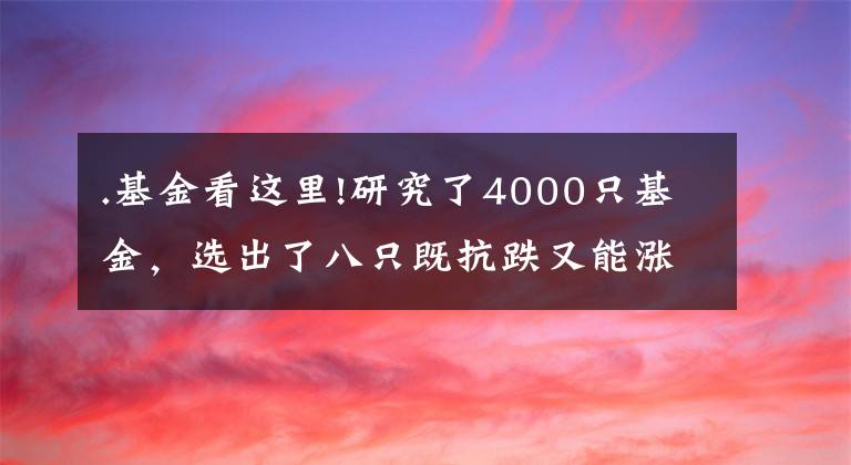 .基金看这里!研究了4000只基金，选出了八只既抗跌又能涨的宝藏基金...