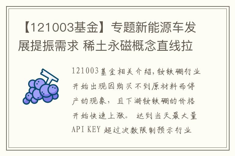 【121003基金】专题新能源车发展提振需求 稀土永磁概念直线拉升
