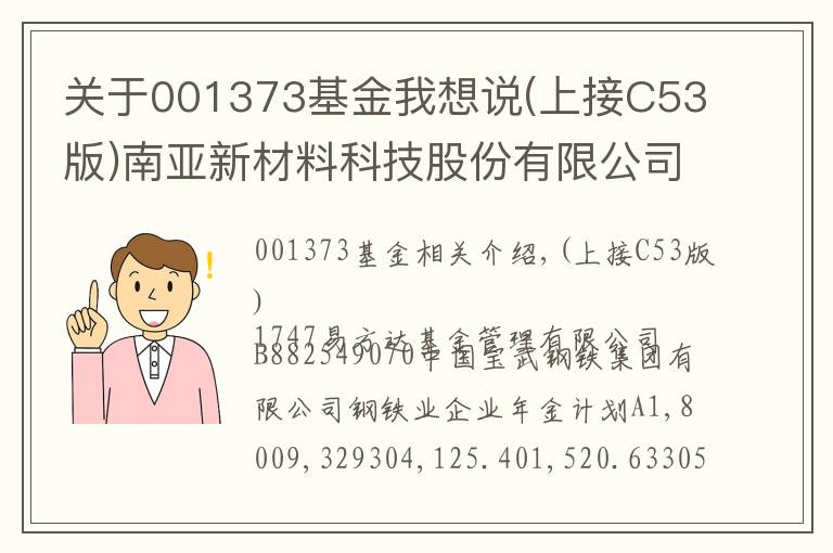 关于001373基金我想说(上接C53版)南亚新材料科技股份有限公司 首次公开发行股票并在科创板上市网下初步配售结果及网上中签结果公告(下转C55版)