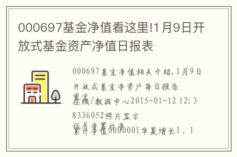 000697基金净值看这里!1月9日开放式基金资产净值日报表