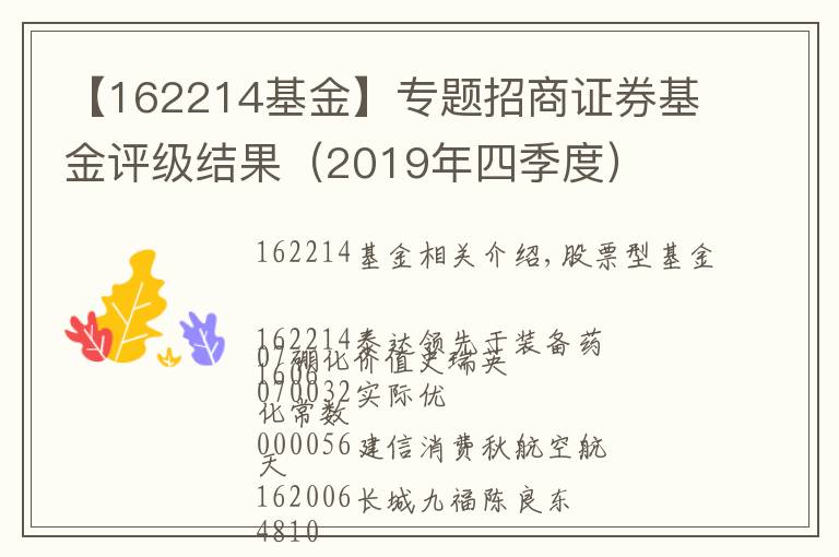 【162214基金】专题招商证券基金评级结果（2019年四季度）