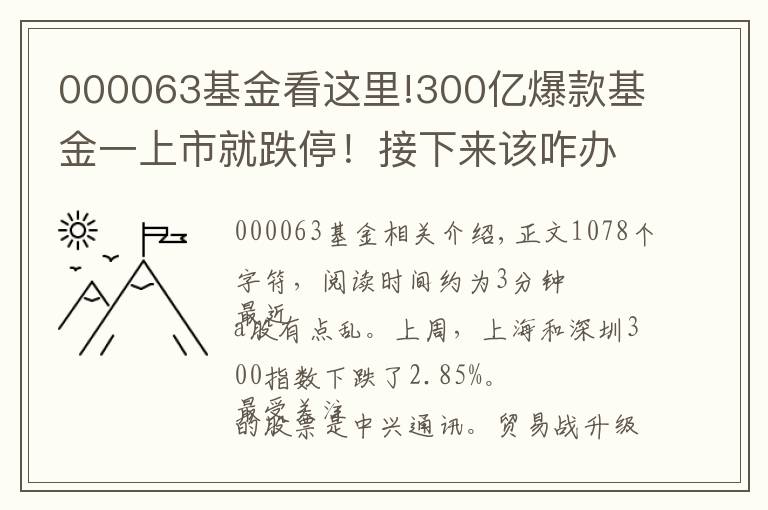 000063基金看这里!300亿爆款基金一上市就跌停！接下来该咋办？