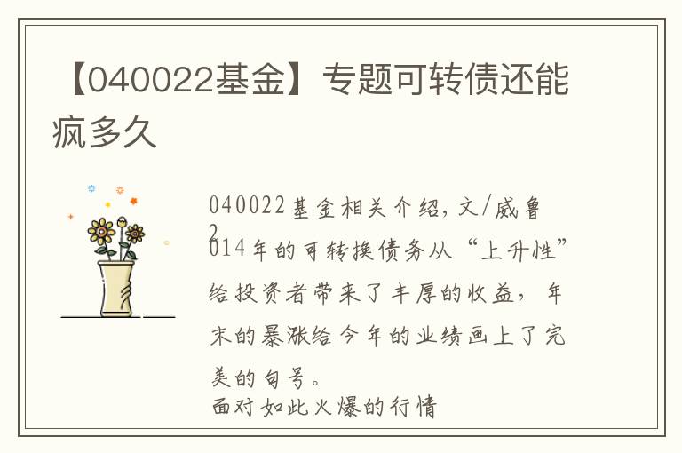 【040022基金】专题可转债还能疯多久