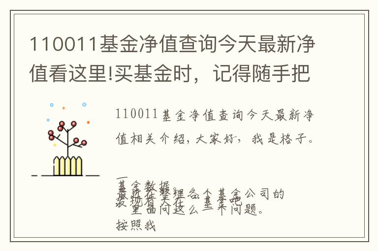 110011基金净值查询今天最新净值看这里!买基金时,记得随手把这件事做了