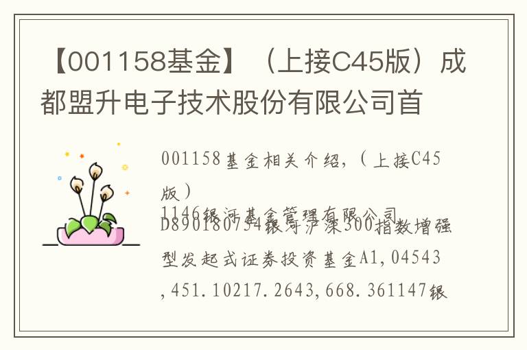 【001158基金】(上接C45版)成都盟升电子技术股份有限公司首次公开发行股票并在科创板上市网下初步配售结果及网上中签结果公告(下转C47版)