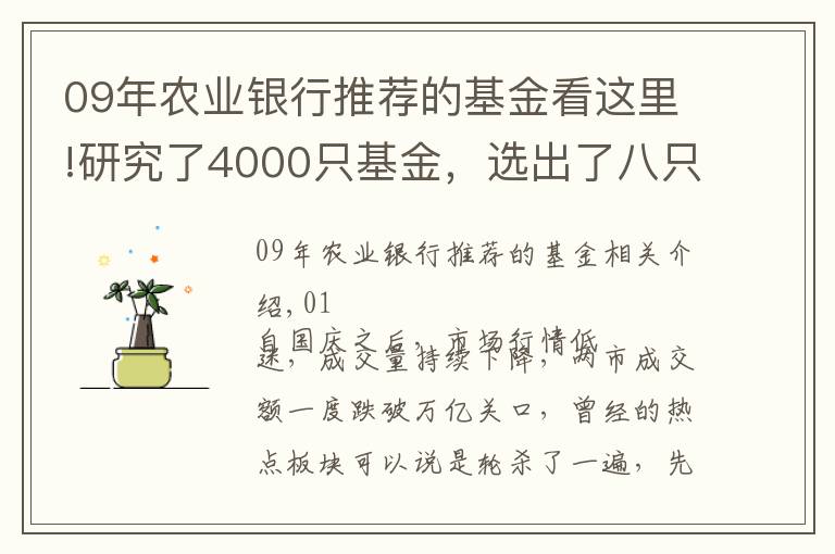 09年农业银行推荐的基金看这里!研究了4000只基金,选出了八只既抗跌又能涨的宝藏基金...