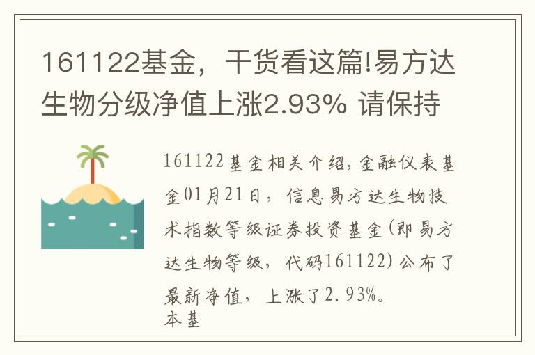 161122基金,干货看这篇!易方达生物分级净值上涨2.93% 请保持关注