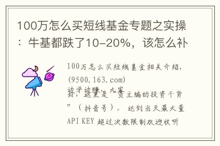 100万怎么买短线基金专题之实操:牛基都跌了10-20%,该怎么补仓、换仓?