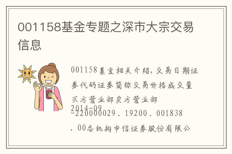 001158基金专题之深市大宗交易信息