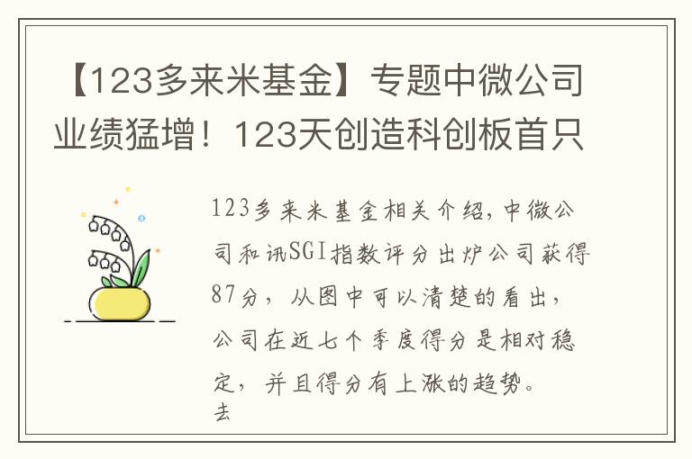 【123多来米基金】专题中微公司业绩猛增!123天创造科创板首只市值千亿股,大基金25亿入局!SGI评分87