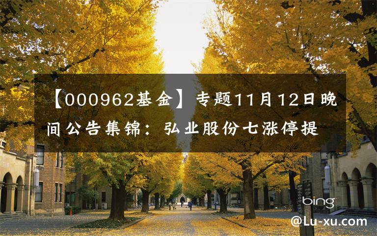 【000962基金】专题11月12日晚间公告集锦:弘业股份七涨停提示风险