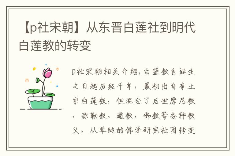 【p社宋朝】从东晋白莲社到明代白莲教的转变