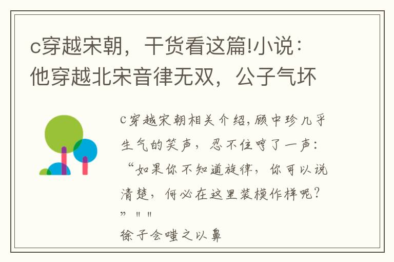 c穿越宋朝,干货看这篇!小说:他穿越北宋音律无双,公子气坏了:我出一百两,让你弹一曲
