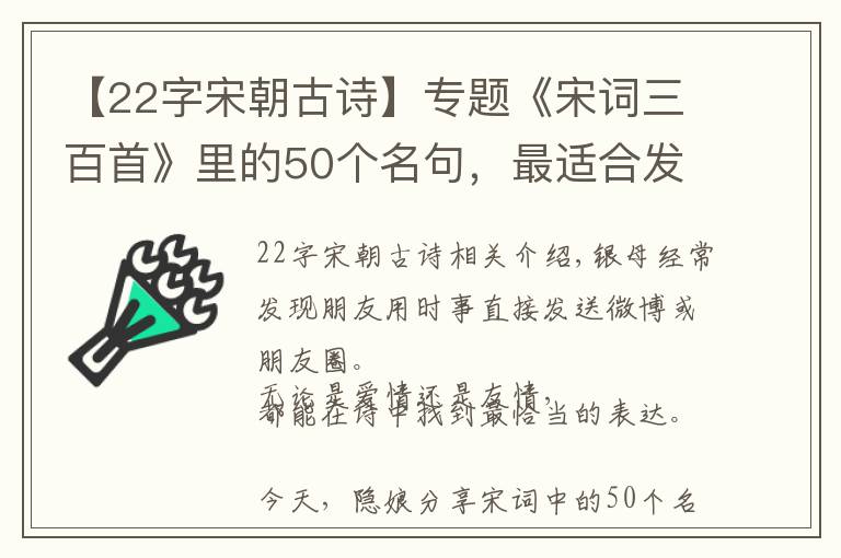 【22字宋朝古诗】专题《宋词三百首》里的50个名句,最适合发朋友圈