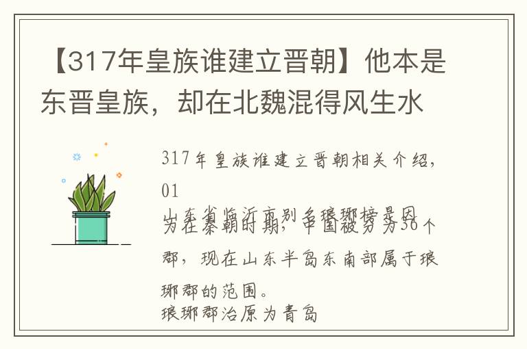 【317年皇族谁建立晋朝】他本是东晋皇族,却在北魏混得风生水起
