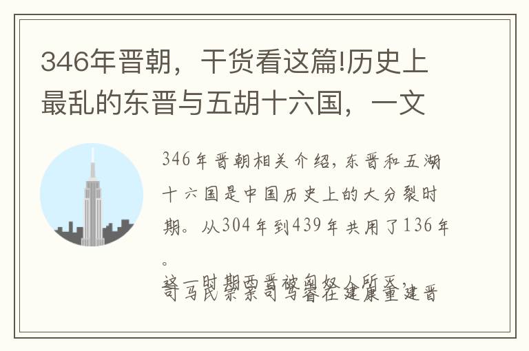 346年晋朝，干货看这篇!历史上最乱的东晋与五胡十六国，一文带你理顺，太清晰了