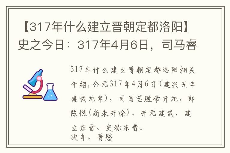 【317年什么建立晋朝定都洛阳】史之今日:317年4月6日,司马睿建立东晋,“王与马,共天下”