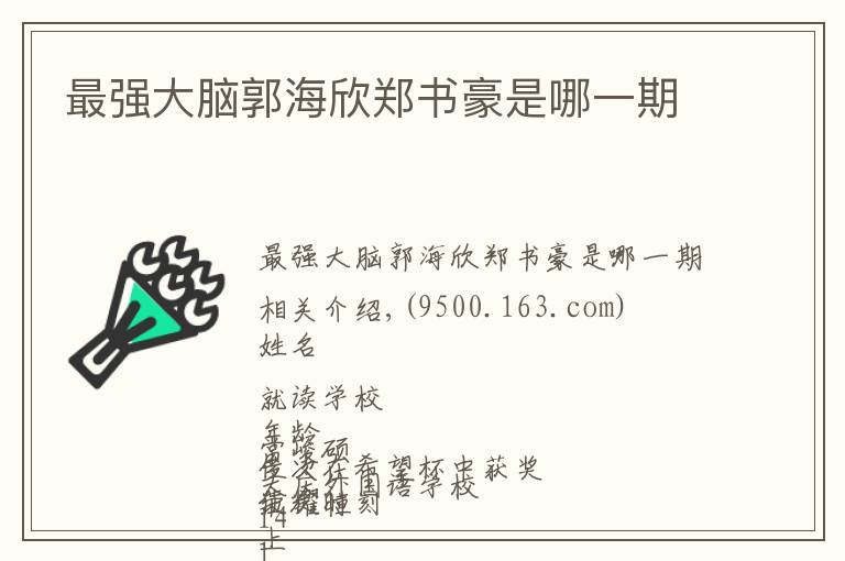 最强大脑郭海欣郑书豪是哪一期