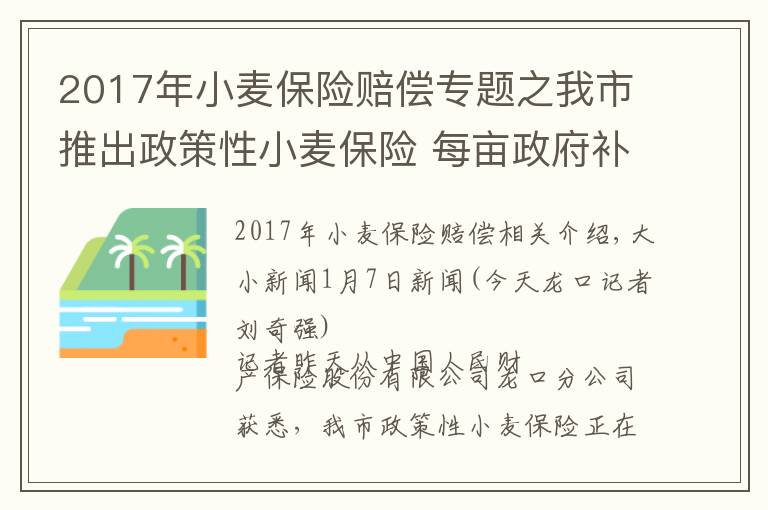 2017年小麦保险赔偿专题之我市推出政策性小麦保险 每亩政府补贴14.4元